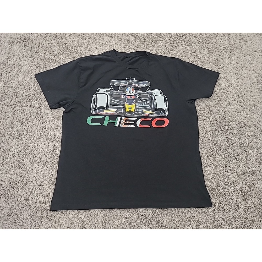 Sergio "Checo" Pérez T Shirt Mens L Black Formula 1 Racing Mexican Flag